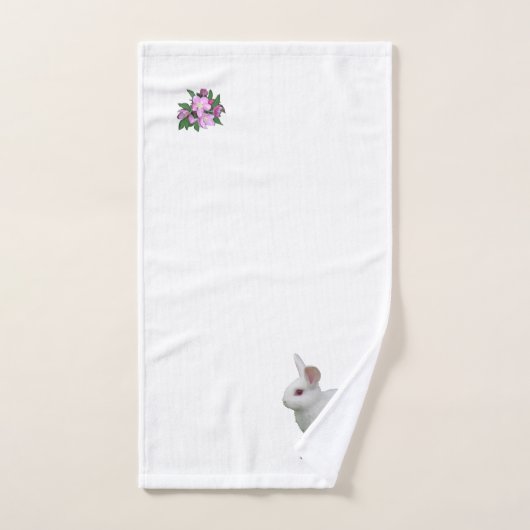 Fleurs de lapin blanc et d'Apple sur blanc (Serviette à main)