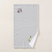Fleurs de lapin blanc et d'Apple sur gris clair (Serviette à main)