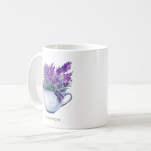 Fleurs de Lavande à l'Aquarelle dans une Tasse à T (Devant gauche)