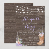 Fleurs de Lavande de Campagne Invitation Bois Lila (Devant / Derrière)