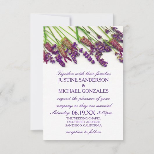 Fleurs de Lavande - Faire-Part de Mariage 3X5 (Devant)