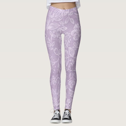 Fleurs de lavande Leggings violets (Devant)
