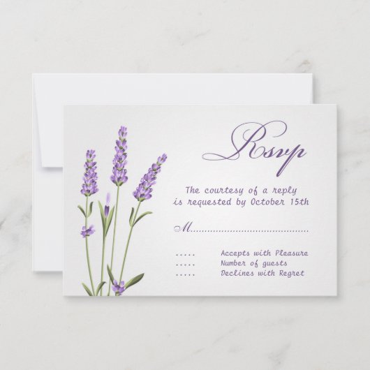 Fleurs de lavande violette Mariage RSVP (Devant)