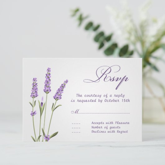 Fleurs de lavande violette Mariage RSVP (Debout devant)