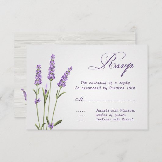 Fleurs de lavande violette Mariage RSVP (Devant / Derrière)