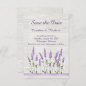 Fleurs de lavande violette sur bois  Save the Date (Devant / Derrière)