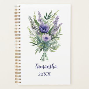 Fleurs de lavande violettes monogrammées Eucalyptu