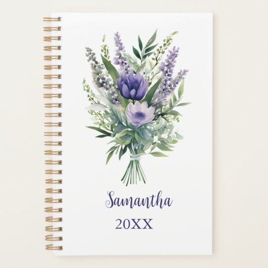 Fleurs de lavande violettes monogrammées Eucalyptu (Devant)