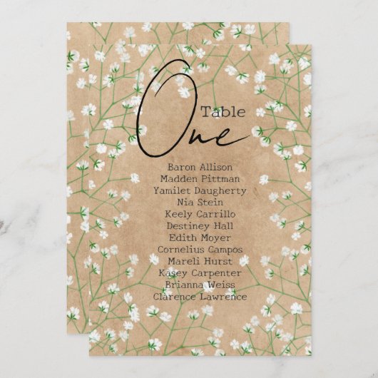 Fleurs de l'haleine du bébé Mariage rustique carte (Devant / Derrière)