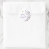 Fleurs de lilas Première communion Autocollant ron (Sac)