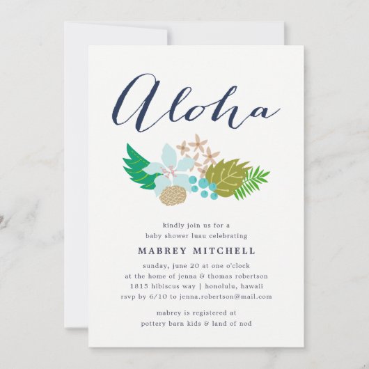 Fleurs de l'île | Invitation Baby shower Luau (Devant)