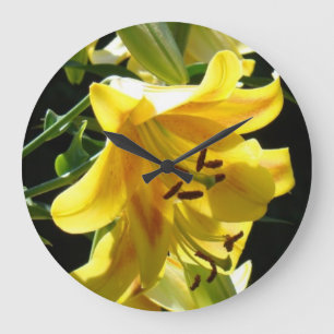 Fleurs de lis jaunes horloges murales lis cadeau f