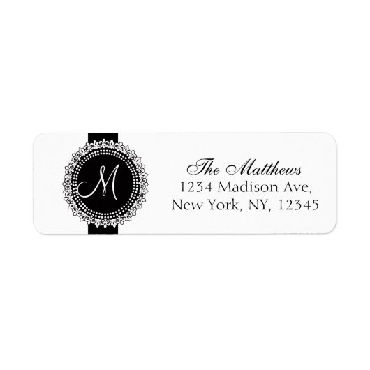 Fleurs de Lis Monogram Labels Zwart Wit (Voorkant)