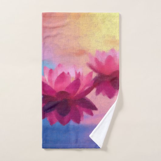 Fleurs de Lotus Abstraites colorées (Serviette à main)