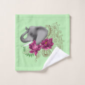 Fleurs de lotus henné éléphant (Gant de toilette)