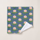 Fleurs de Lotus roses et coussinets de Lily sur Bl (Gant de toilette)