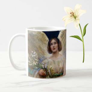 Fleurs de Lys Angel et Blanc Mug d'Art Vintage