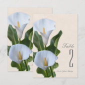 Fleurs de lys calla Élégant numéro de table floral (Devant / Derrière)