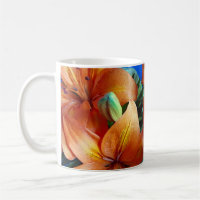 Fleurs de lys de tigre orange tasse de café