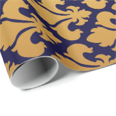 Fleurs-de-lys Gold en blauw Cadeaupapier (Rol Hoek)