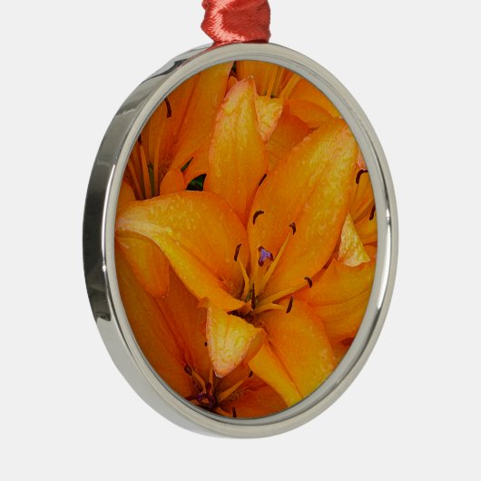 Fleurs de lys orange design ornement de Noël (Droite)