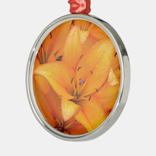 Fleurs de lys orange design ornement de Noël (Gauche)