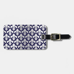 Fleurs-de-lys Silver en Blue Bagagelabel