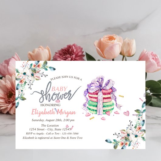 Fleurs de Macarons français Baby shower Invitation