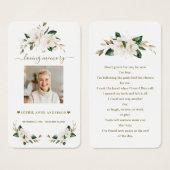 Fleurs de Magnolia Blanches Photo Prière funéraire (Devant & derrière)