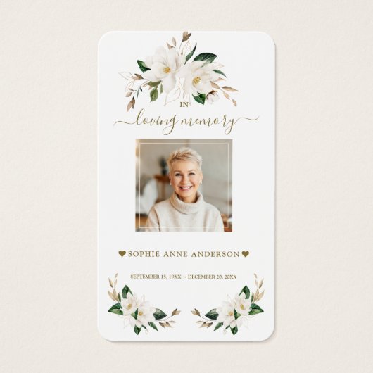 Fleurs de Magnolia Blanches Photo Prière funéraire (Devant)