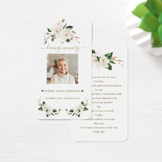 Fleurs de Magnolia Blanches Photo Prière funéraire (Bureau)