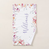 fleurs de magnolia rose blanc nom script (Serviette à main)