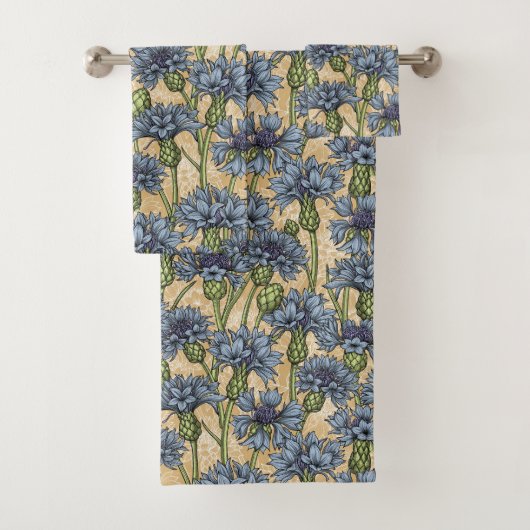 Fleurs de maïs bleues, fleurs sauvages sur le jaun (En situation)