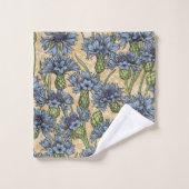 Fleurs de maïs bleues, fleurs sauvages sur le jaun (Gant de toilette)