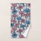 Fleurs de maïs roses et bleues, fleurs sauvages su (Serviette à main)