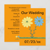 Fleurs de marbre Jaune & Bleu Faisy Invitations (Devant / Derrière)