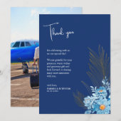 Fleurs de marguerite bleue Carte de remerciements  (Devant / Derrière)