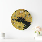 Fleurs de marguerite jaune Horloge photo florale (Maison)
