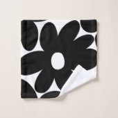 Fleurs de marguerite rétro en noir et blanc #1 #fl (Gant de toilette)