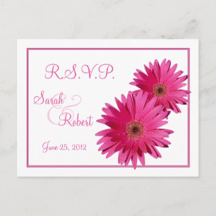 Fleurs de marguerite rose RSVP carte postale