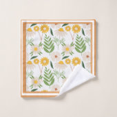 Fleurs de marguerites découpées en corail et verdu (Gant de toilette)