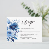 Fleurs de mariage bleu carte RSVP (Debout devant)