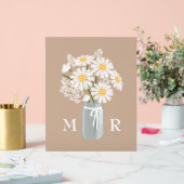 Fleurs de mariage Jar Monogramme Initial Beige (Mariage)
