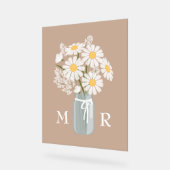 Fleurs de mariage Jar Monogramme Initial Beige (Angle)