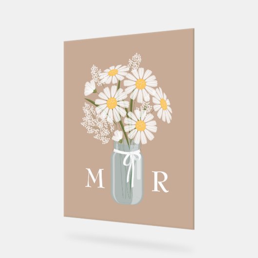 Fleurs de mariage Jar Monogramme Initial Beige (Angle)