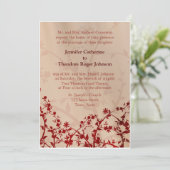 Fleurs de mariage rouge floral Invitations (Debout devant)