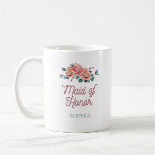 Fleurs de mariage vintage Maid of Honor Coffee Mug