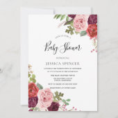 Fleurs de Mint et de Blush Invitation de Baby show (Devant)