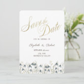 Fleurs de neige à l'aquarelle Save The Date (Debout devant)