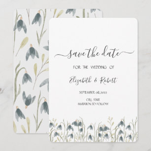 Fleurs de neige à l'aquarelle Save The Date